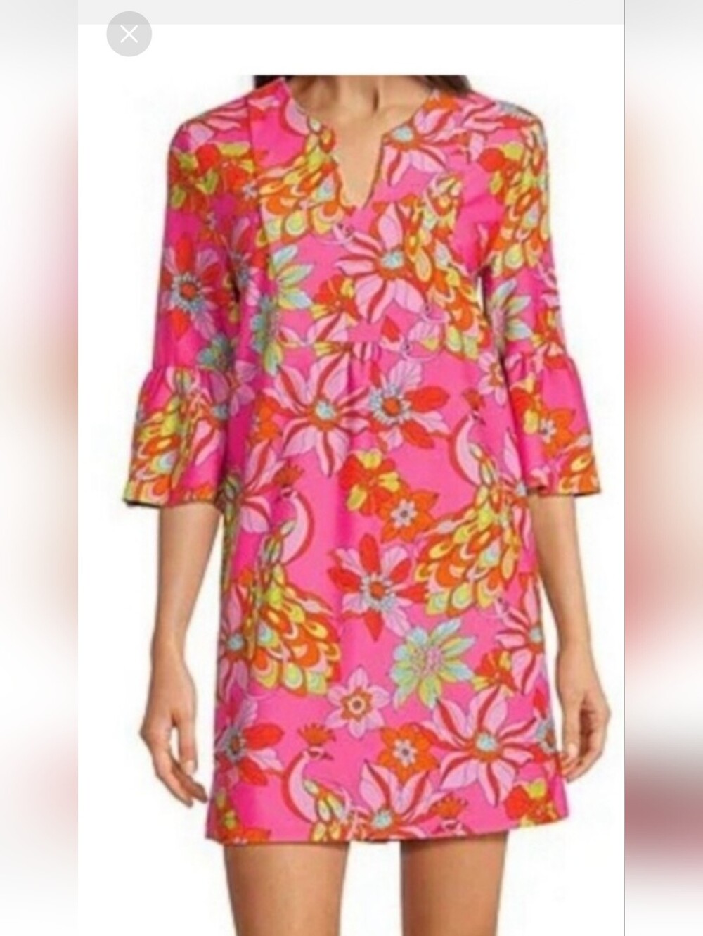 Jude Connally Kerry Vibrant Twirling Peacock Spring Pink Dress New 218.00